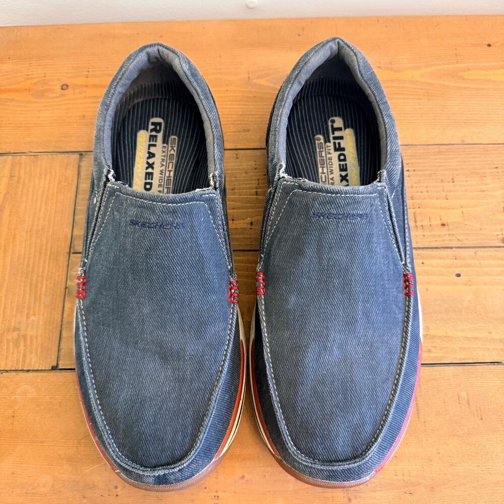 Skechers Relaxed Fit Men's 9.5 Extra Wide Slip On Loafers Canvas Canvas Shoes